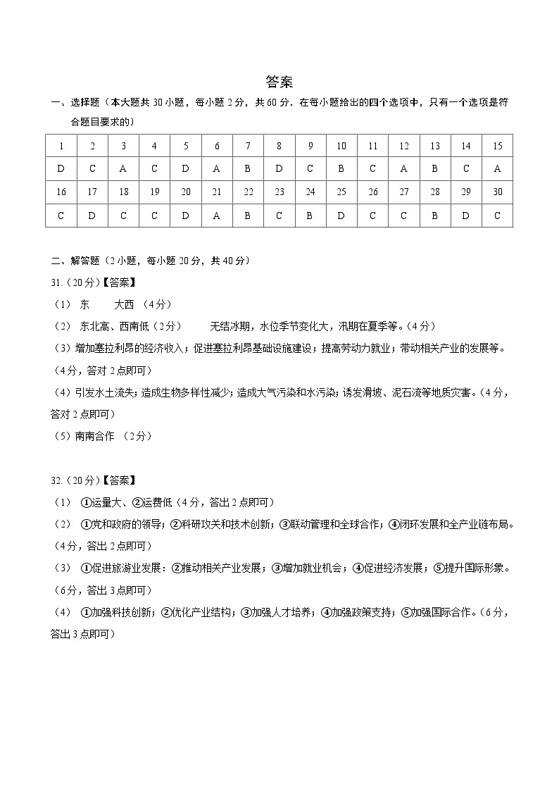 广东省广州市2024年初中学业水平考试地理模拟卷01（含答案）01