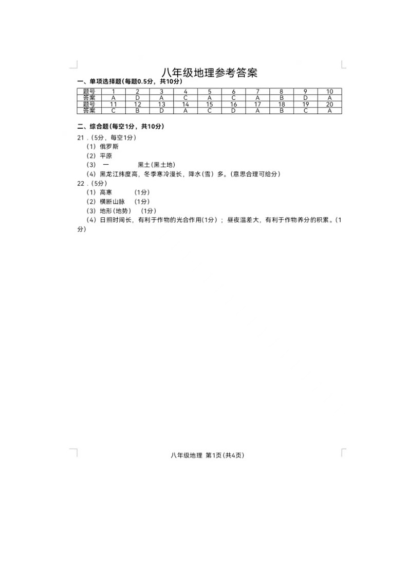 江苏省盐城市阜宁县2023-2024学年八年级下学期期中地理试题01
