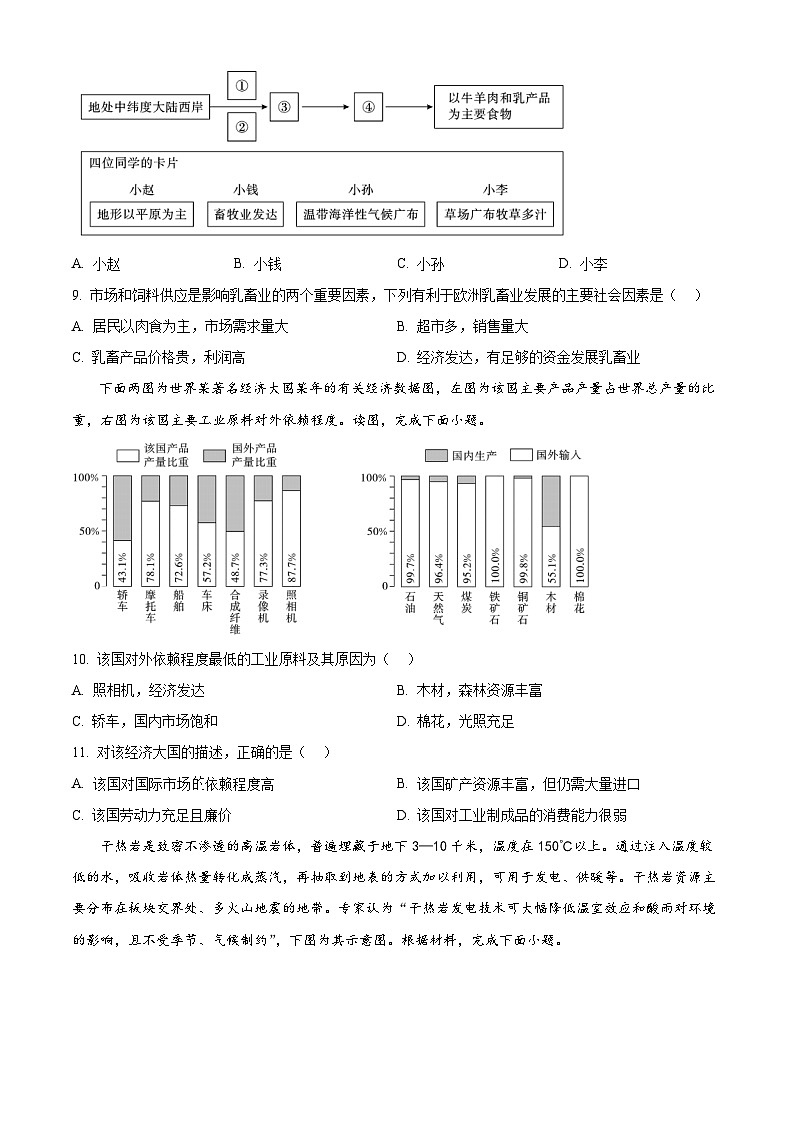 湖南省永州市2023-2024年八年级下学期期中地理试题(原卷版+解析版)03