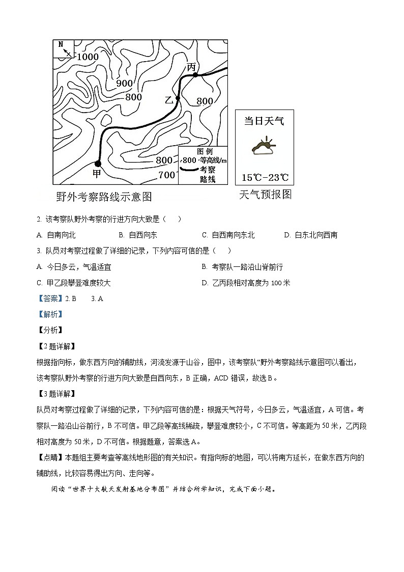 2024年湖南省祁阳市中考第一次模拟考试地理试题 (解析版)第2页