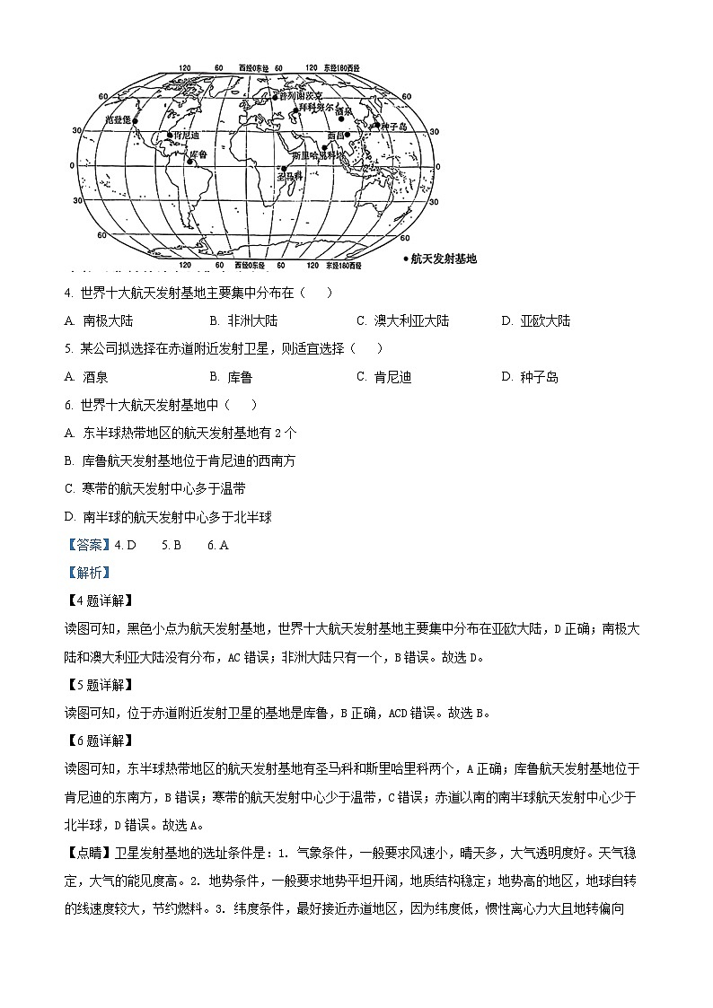 2024年湖南省祁阳市中考第一次模拟考试地理试题 (解析版)第3页