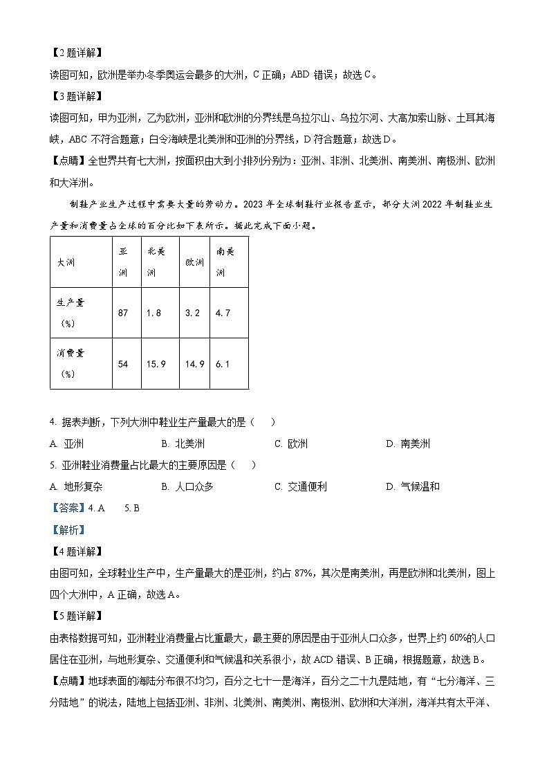 广东省茂名市电白区2023-2024学年七年级下学期期中考试地理试题(解析版)第2页