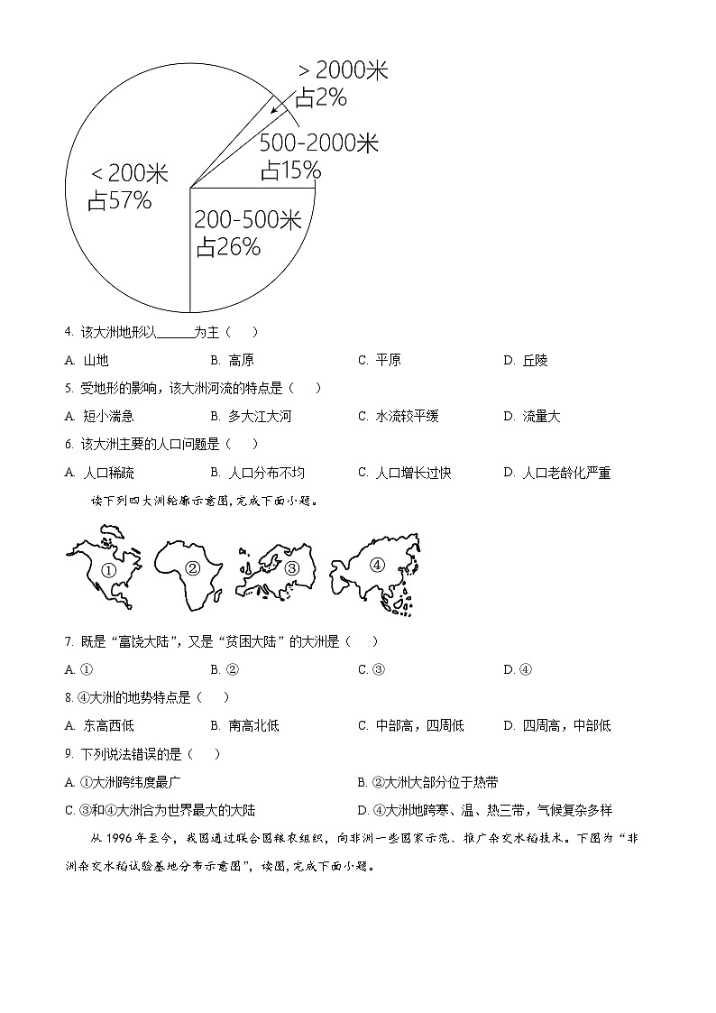 广东省汕头市龙湖实验中学2023-2024学年七年级下学期期中地理试题(原卷版)第2页