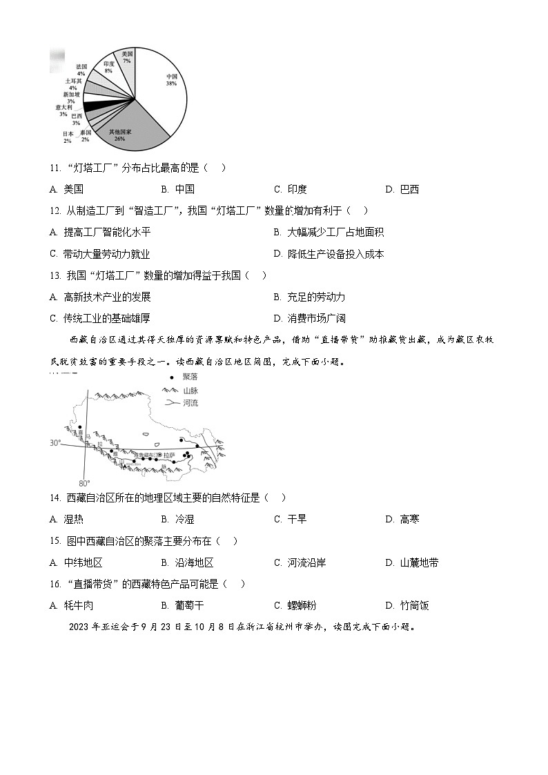 2024年湖南省岳陽市初中學(xué)業(yè)水平考試適應(yīng)性測試地理試題（原卷版）第3頁