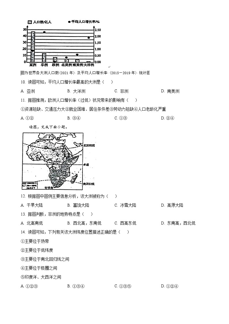 湖南省株洲市天元区部分学校2023-2024学年七年级下学期期中考试地理试题(学生版)第3页