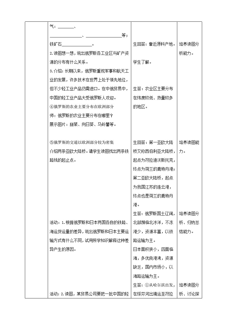 粵教版七年級下冊 第八章第3節(jié)《俄羅斯》教案第2頁