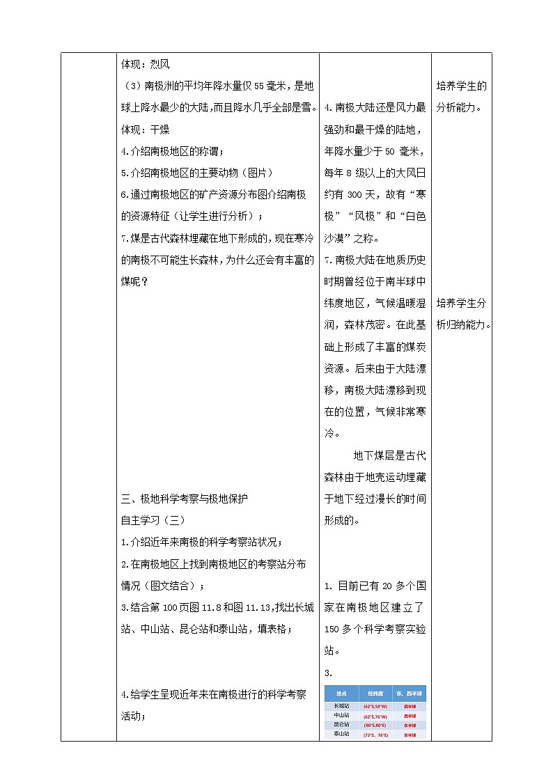 粵教版七年級下冊 第十一章《極地地區(qū)》教案第3頁