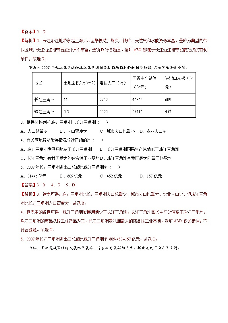 【期末复习】八年级下册地理专题07 鱼米之乡——长江三角洲地区 (专项练习)(人教版)02