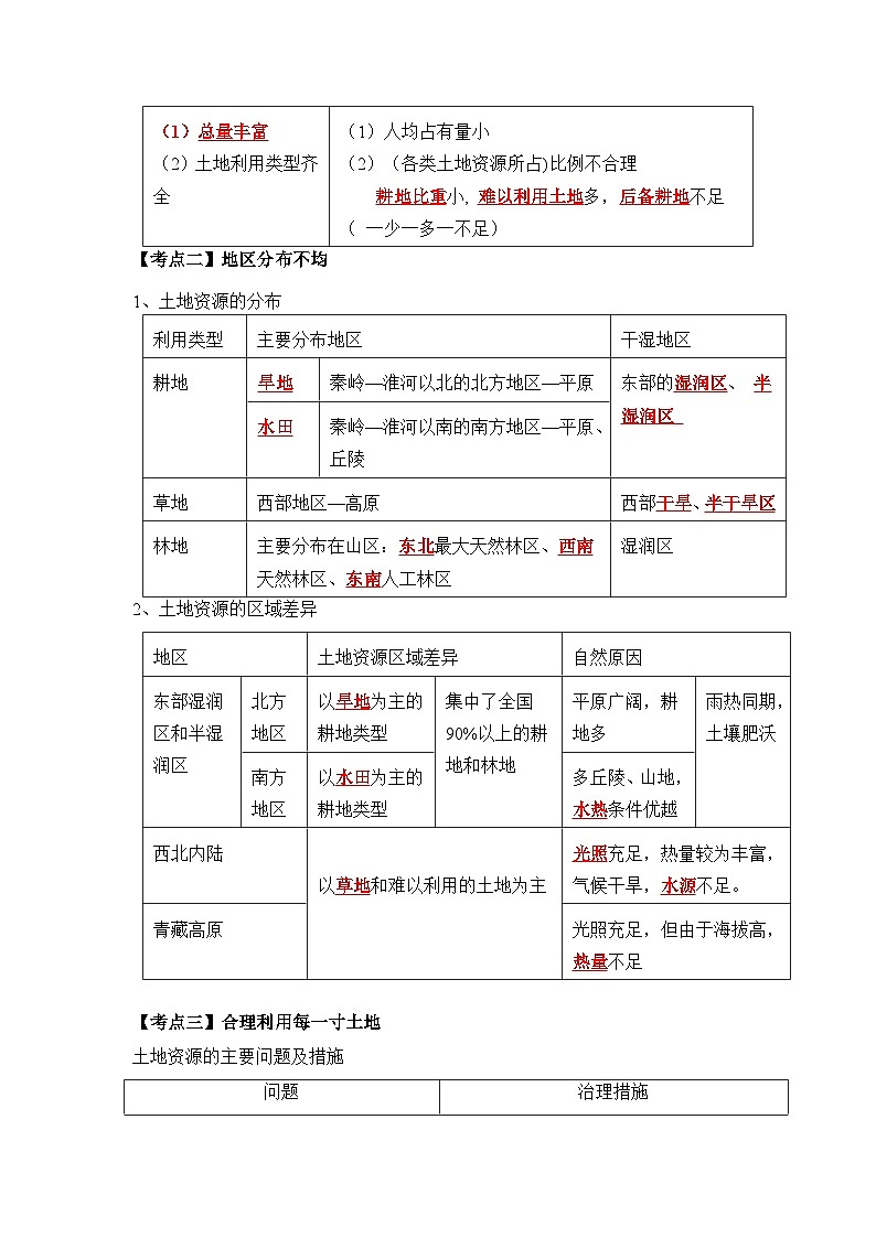 第10讲 中国的土地资源-【暑假衔接】新七升八地理暑假精品课讲义(人教版)02
