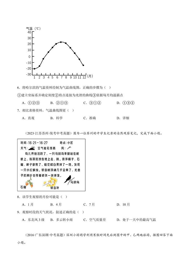 第三章 天气与气候 【单元测试·真题卷】-2023-2024学年七年级地理上册单元速记·巧练(人教版)(原卷版+解析版)03