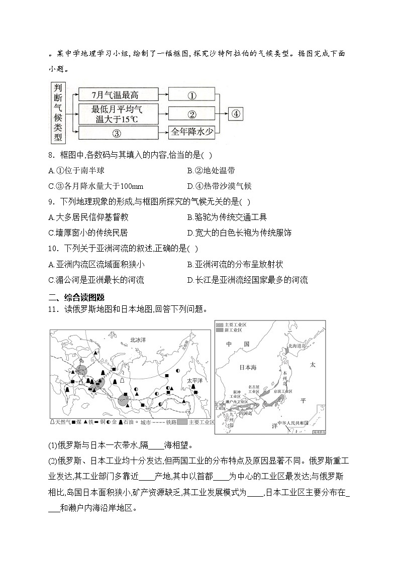湖北省鄂州市梁子湖區(qū)2023-2024學(xué)年七年級(jí)下學(xué)期期中質(zhì)量監(jiān)測(cè)地理試卷(含答案)第3頁(yè)