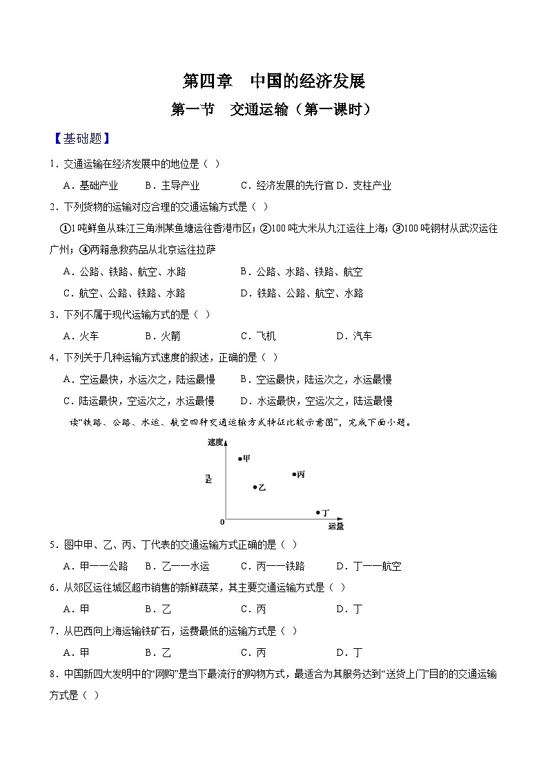 人教版初中地理八年级上册 4.1.1 交通运输(课件+教案+练习+导学案)01