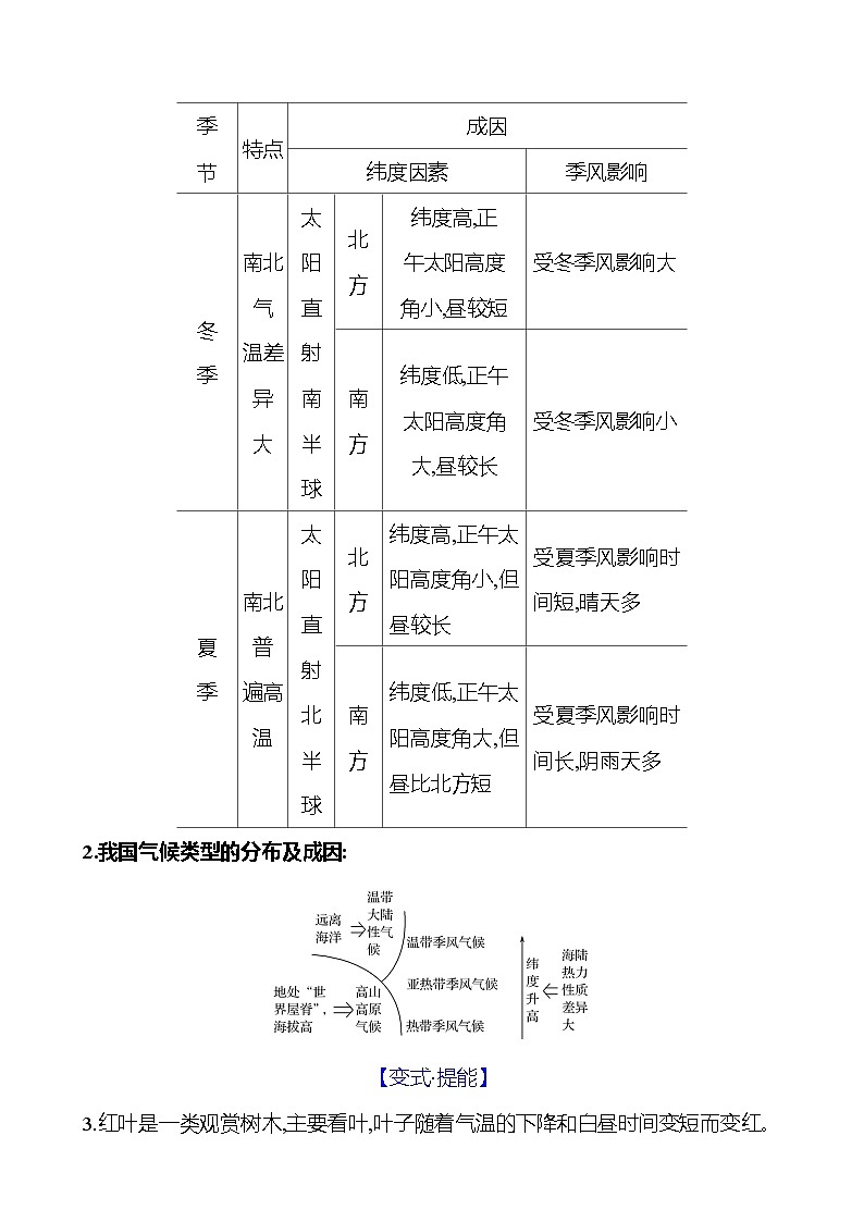 第二章 大单元复习任务单(二) 学案 初中地理湘教版八年级上册03