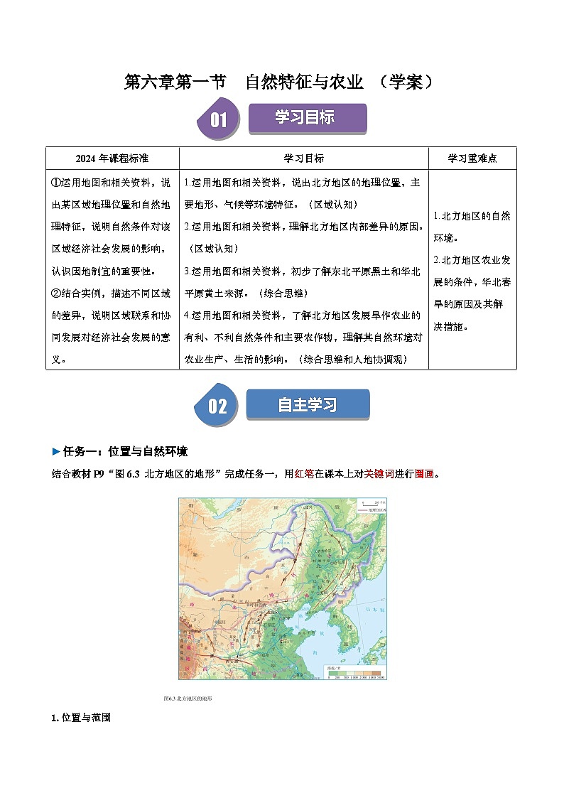 八年级地理下册人教版6.1 自然特征与农业 导学案(解析版)第1页
