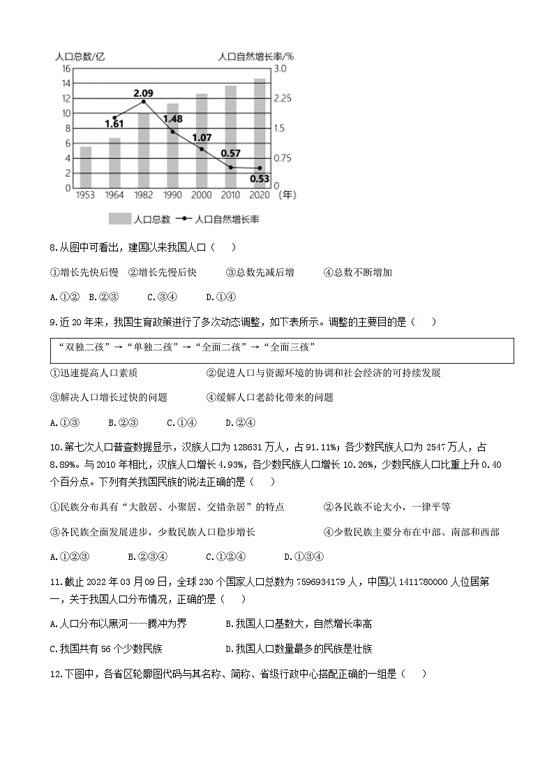 山东省聊城市莘县东鲁中学2024-2025学年八年级上学期第一次月考地理试题 (无答案)第3页