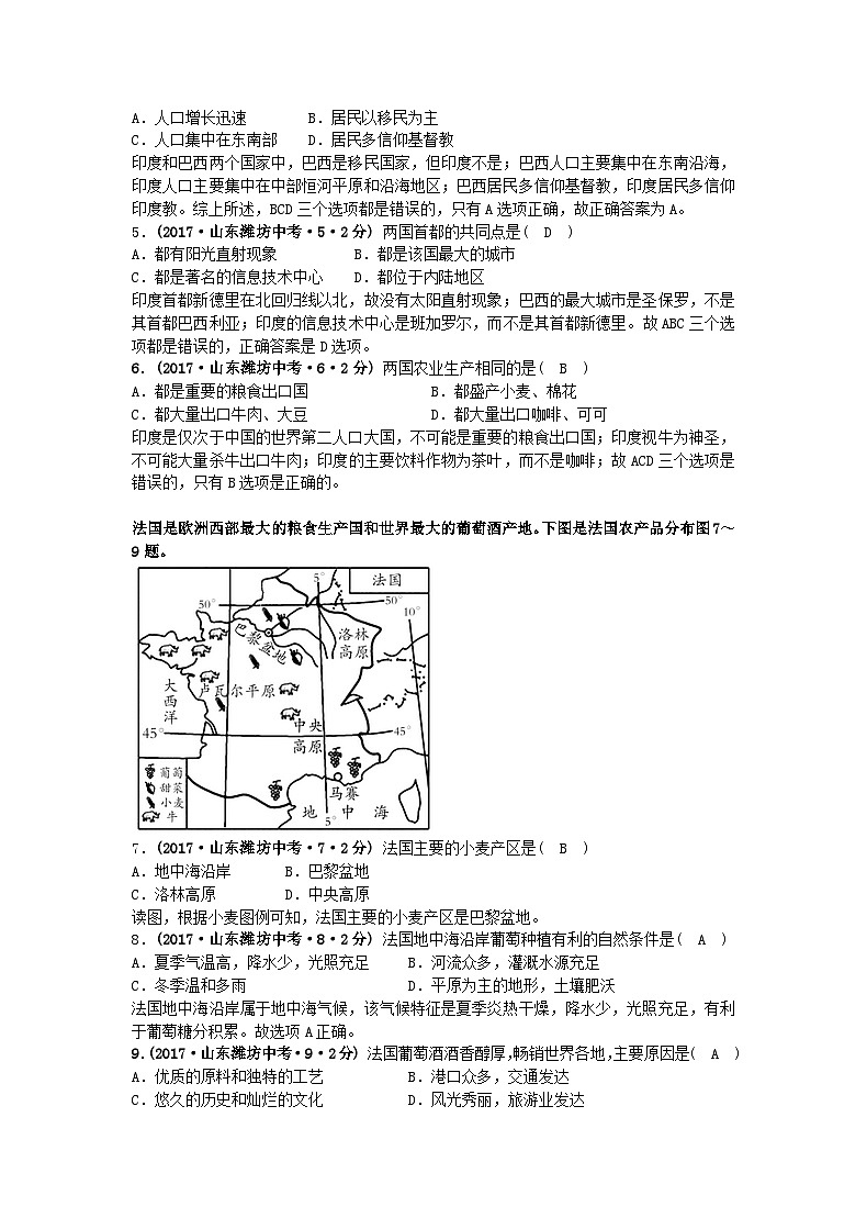 2017山东省潍坊市中考地理真题及答案02