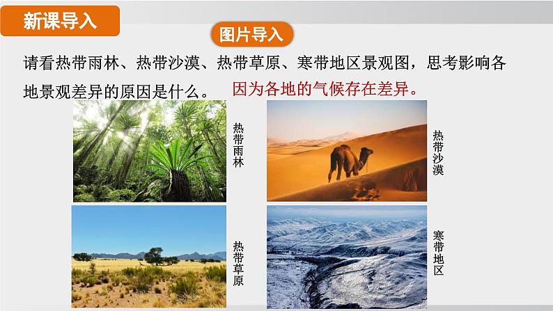 24秋新人教版地理七年级上册第四章 第四节 第一课时 气候的地区差异 世界气候类型的分布 公开课案例课件第3页