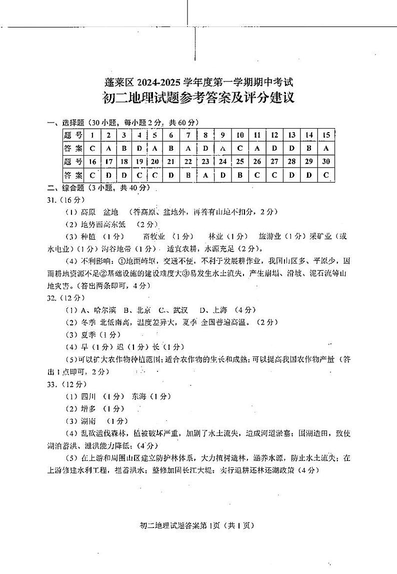 初二地理第1页