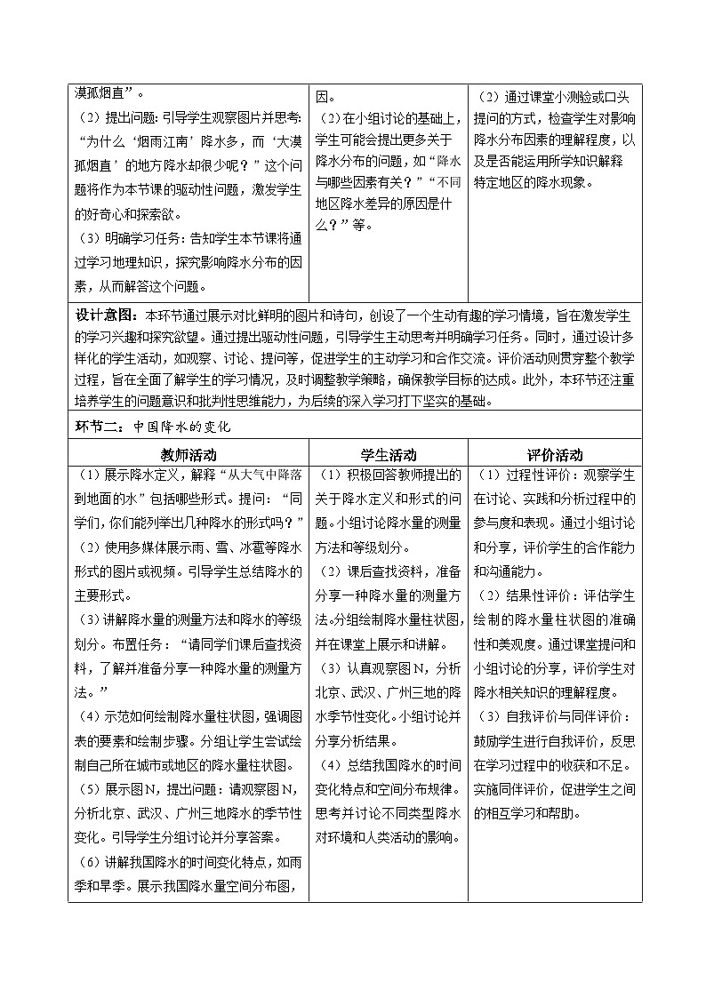 【核心素养】中图版七年级上册地理4.2气温和降水(第2课时)(教学设计)第2页