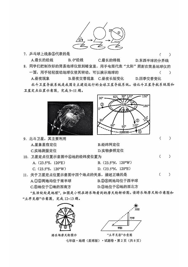 云南省昭通市绥江县2024-2025学年七年级上学期期中地理试题02