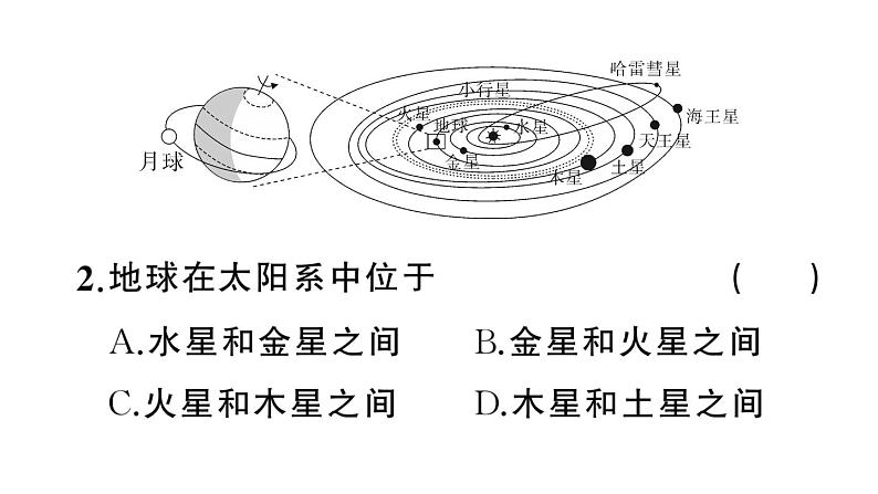 初中地理新人教版七年级上册第一章第一节 地球的宇宙环境作业课件2024秋08