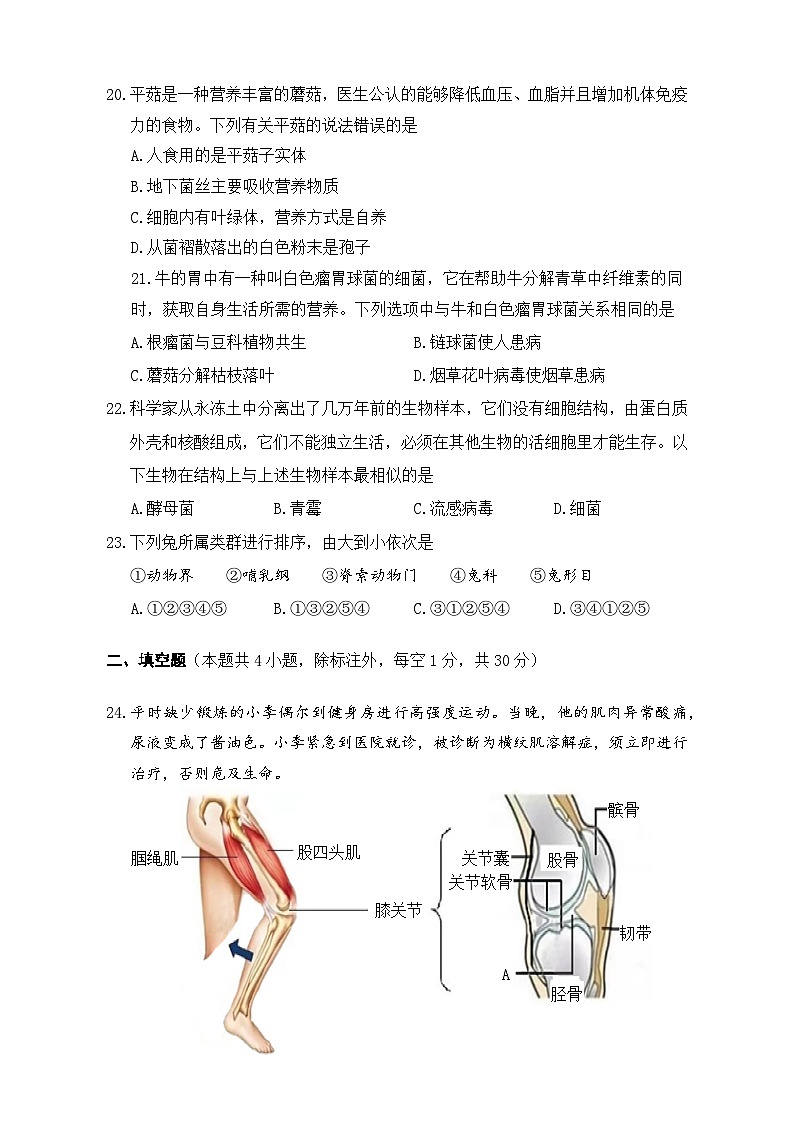 湖北省丹江口市2024-2025学年八年级上学期期中教育教学质量监测地理·生物试题03