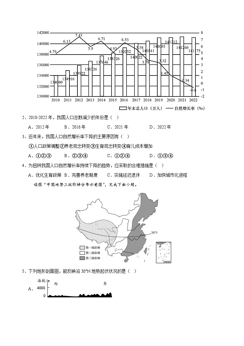 八年级地理第三次月考卷【测试范围:晋教版第1~4章】(考试版A4)第2页
