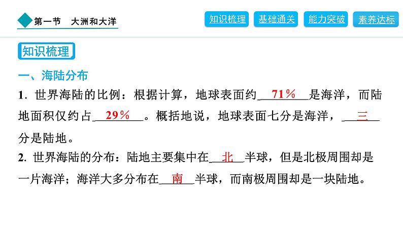 2024人教版地理七年级上册第三章陆地和海洋3.1 大洲和大洋 习题课件ppt第2页