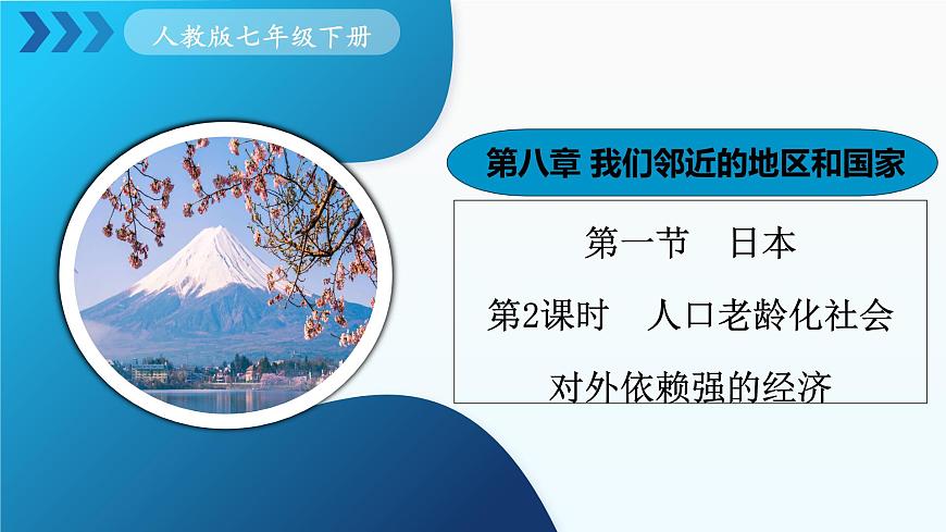 人教版七下 8.1《日本》 第2課時(shí) 人口老齡化社會(huì) 對(duì)外依賴(lài)強(qiáng)的經(jīng)濟(jì) 課件第1頁(yè)