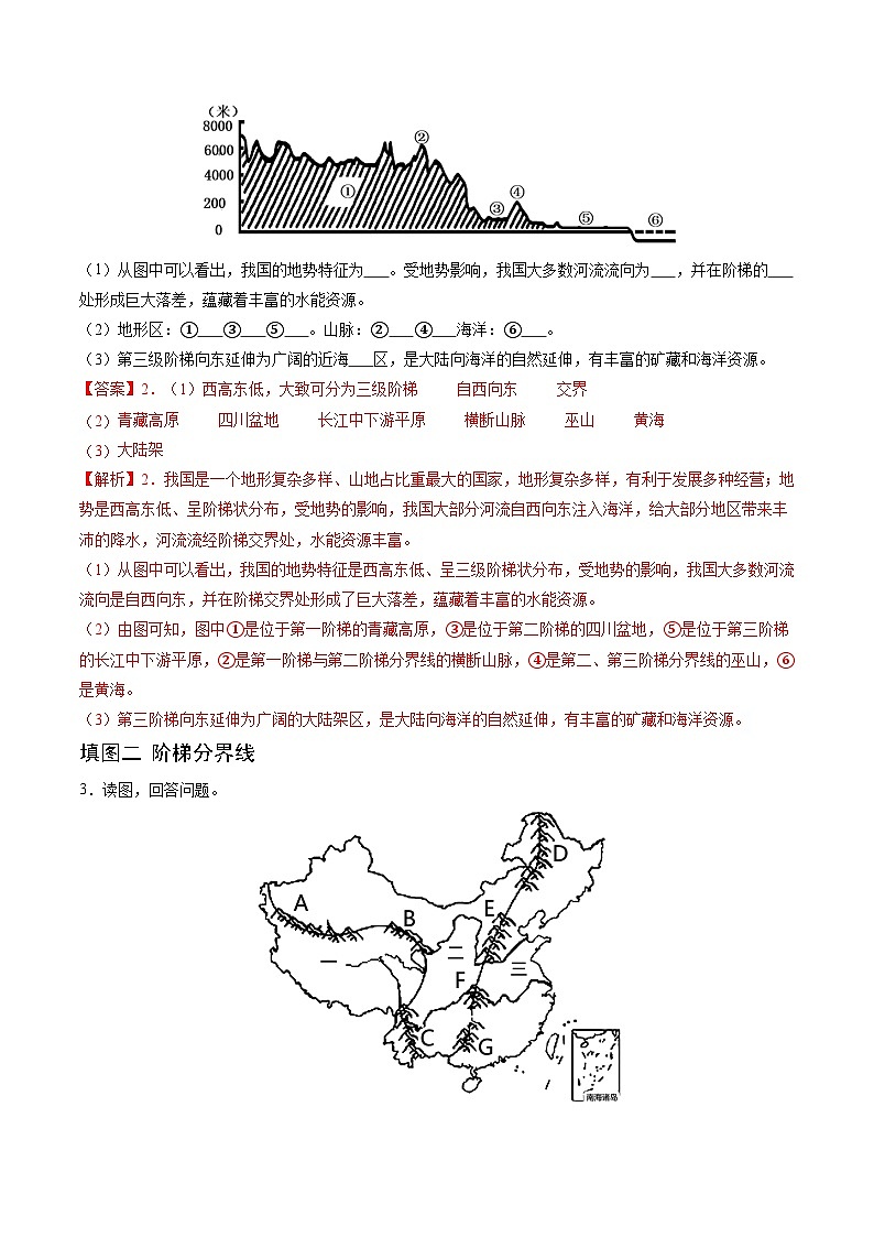 2024年秋初中地理七年级上册同步课堂(中图版)4.1 地势与地形(分层练)(解析版)第2页