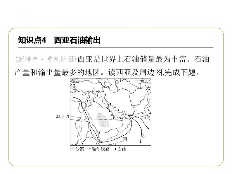 8.3 西亚——世界石油宝库 西亚石油输出 经济与社会 习题课件-七年级地理下学期湘教版(2024版)第3页
