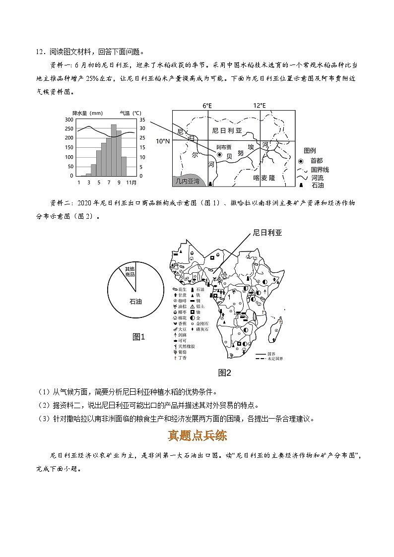 晋教版地理七年级下册 10.5 尼日利亚—非州人口最多的国家(分层练)(原卷版)第3页