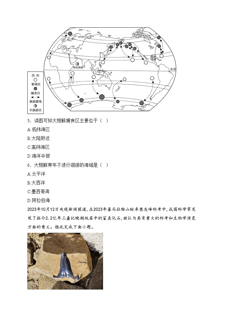 洪洞县第二中学校2024-2025学年七年级上学期12月阶段性练习(三)地理试卷(含答案)第3页