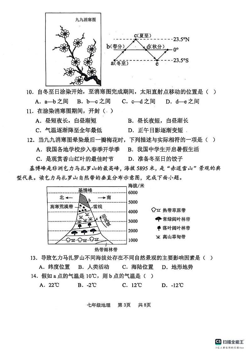 河南省开封市祥符区2024-2025学年七年级上学期期末地理试题第3页