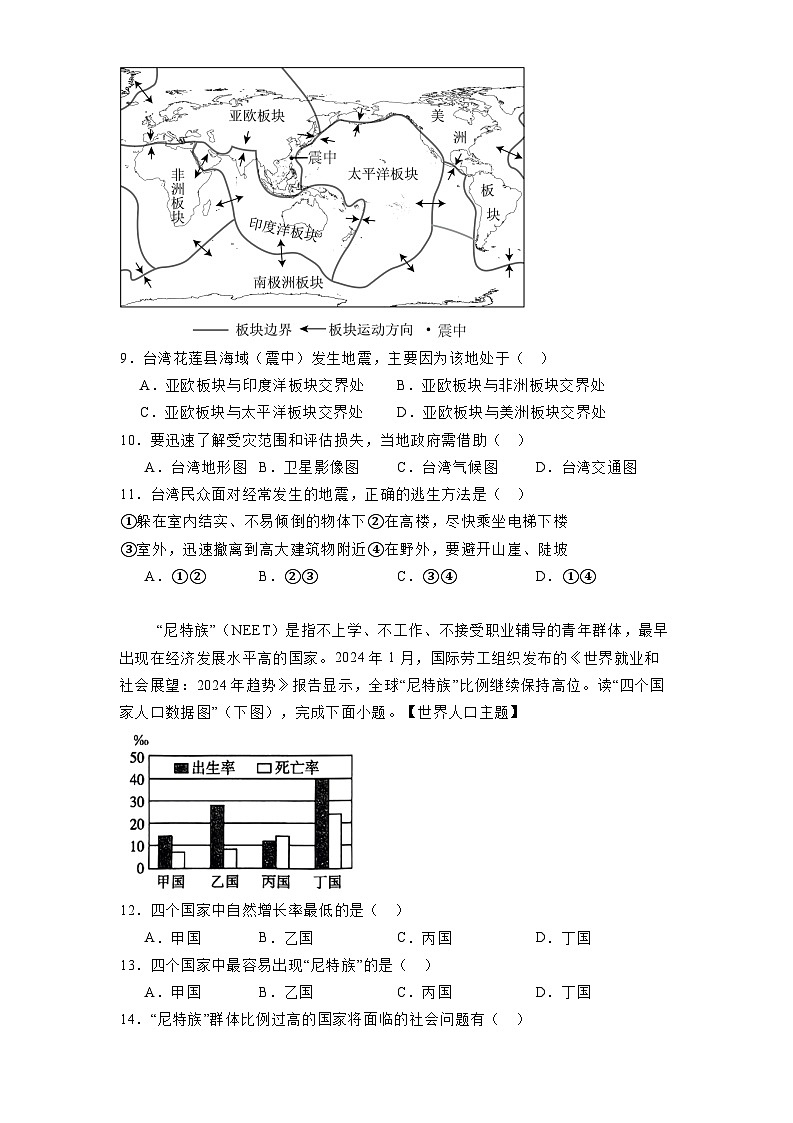 广东省汕头市金平区2024-2025学年七年级上学期期末 地理试题(含解析)第3页