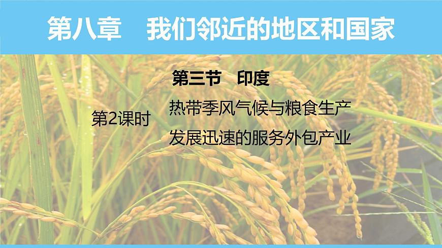 人教版（2024）七年級地理下冊課件 第八章 第三節(jié) 第二課時 熱帶季風(fēng)氣候與糧食生產(chǎn) 發(fā)展迅速的服務(wù)外包產(chǎn)業(yè)第1頁