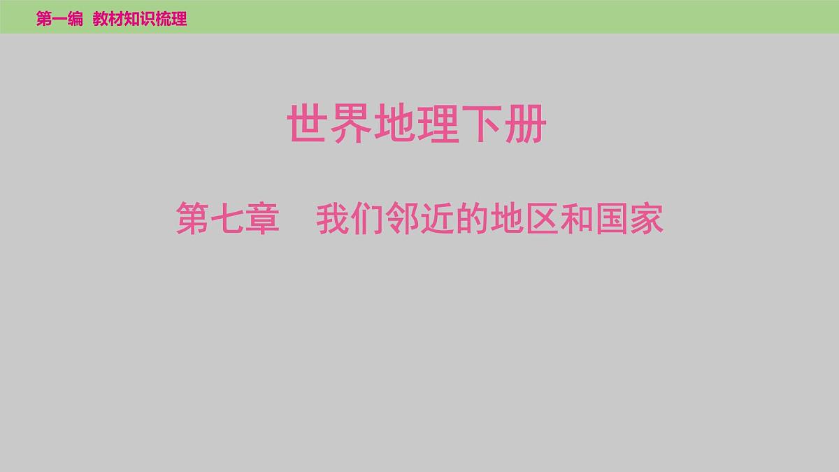 2025年中考地理(世界部分)一轮复习教材整理课件---第七章 我们邻近的地区和国家第1页