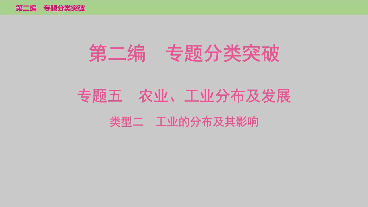 2025年中考地理二轮复习专题突破课件---专题五 类型二 工业的分布及其影响第1页