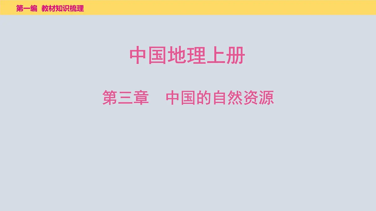 2025年中考地理一轮复习教材整理课件---第三章 中国的自然资源第1页