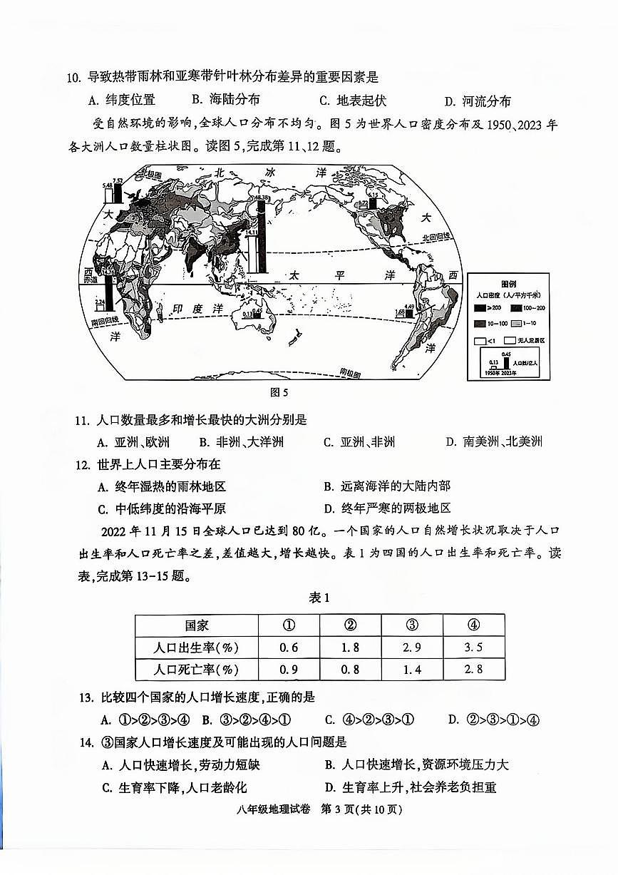 2025北京顺义初二(上)期末地理试卷第3页