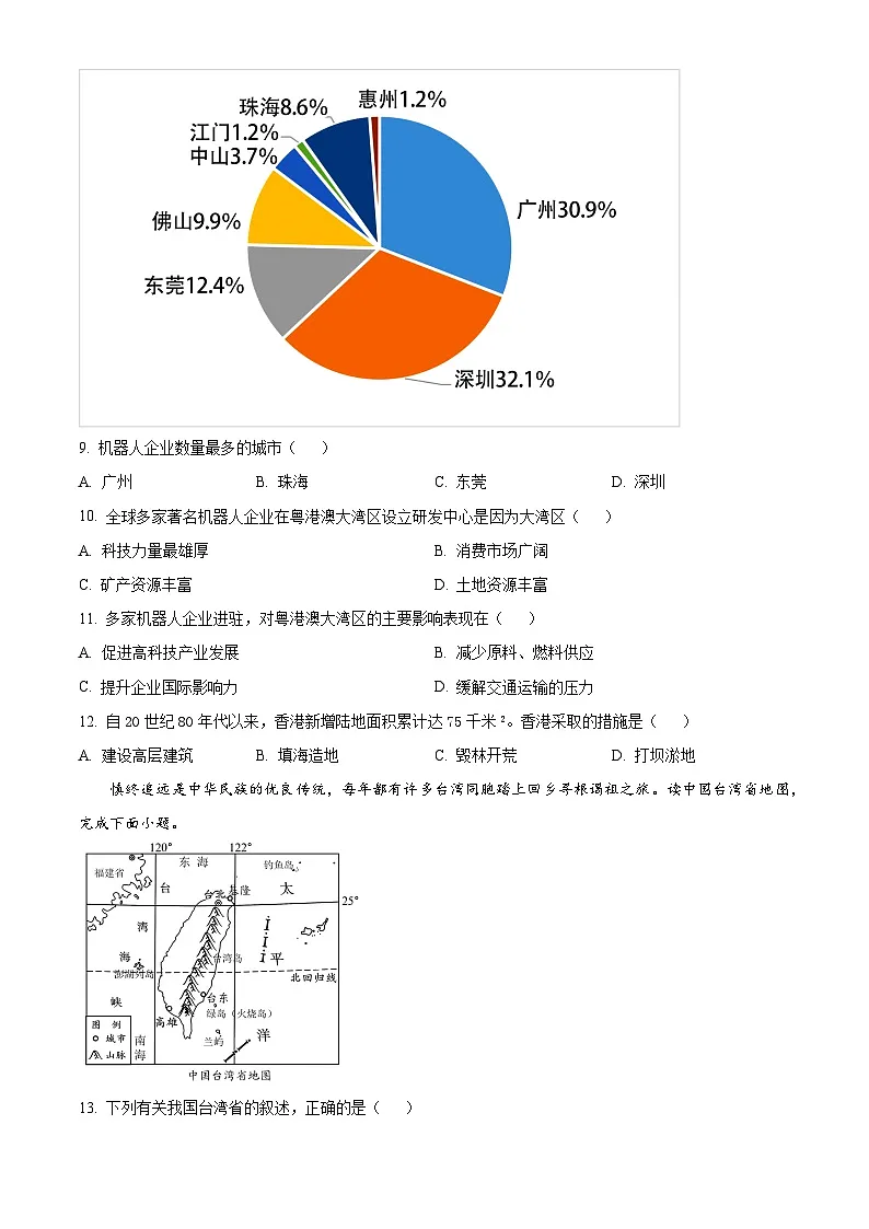 山东省济宁市兖州区第十三中学2024-2025学年八年级下学期3月月考地理试题(原卷版+解析版)第3页