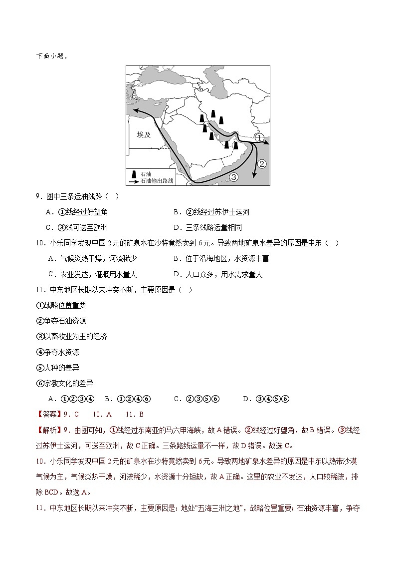 西亚(分层作业)(解析版)第3页