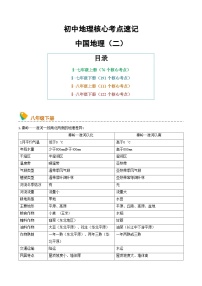 初中地理核心考点速记（中国地理二）-2025年中考地理一轮复习知识清单（全国通用）