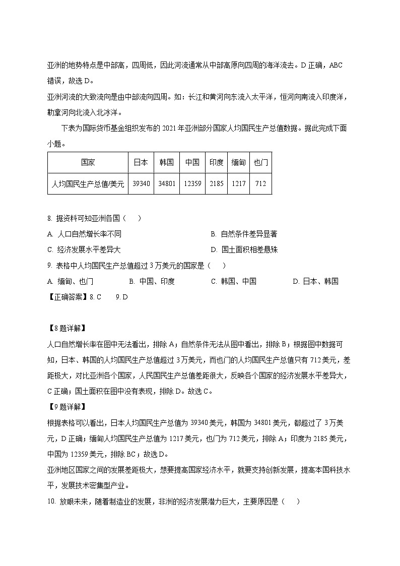 2024-2025学年河南省新乡市原阳县七年级下册3月月考地理检测试题(附解析)第3页