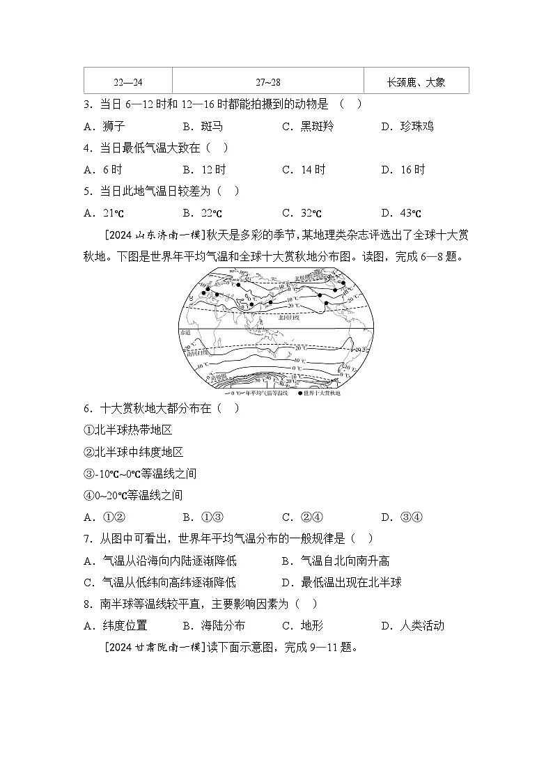 2025年初中地理会考一轮复习考点突破练习主题五 天气与气候(含答案)第2页