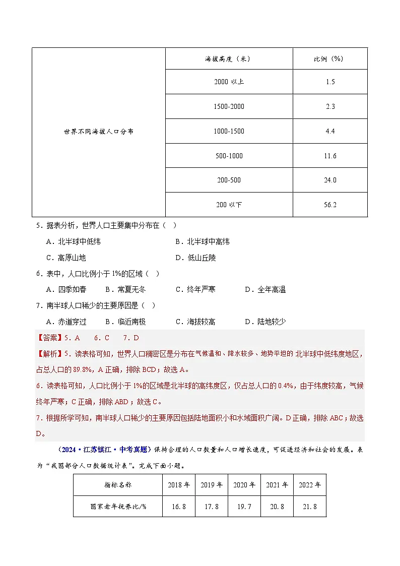 专题07 人口、资源、环境与发展问题(测试)(解析版)第3页