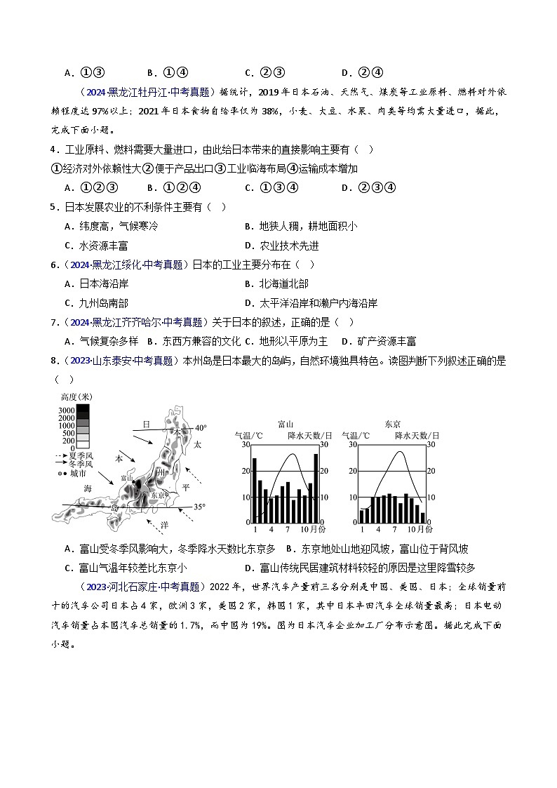專(zhuān)題08 日本和東南亞（原卷版）第2頁(yè)