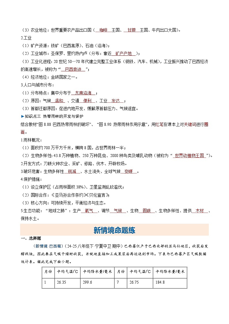 8.6巴西【知识挖空+新情境+重难】(分层练)(解析版)第2页