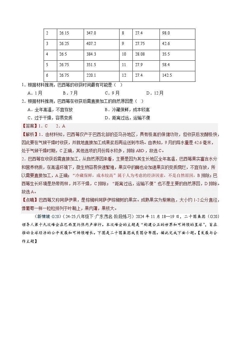 8.6巴西【知识挖空+新情境+重难】(分层练)(解析版)第3页