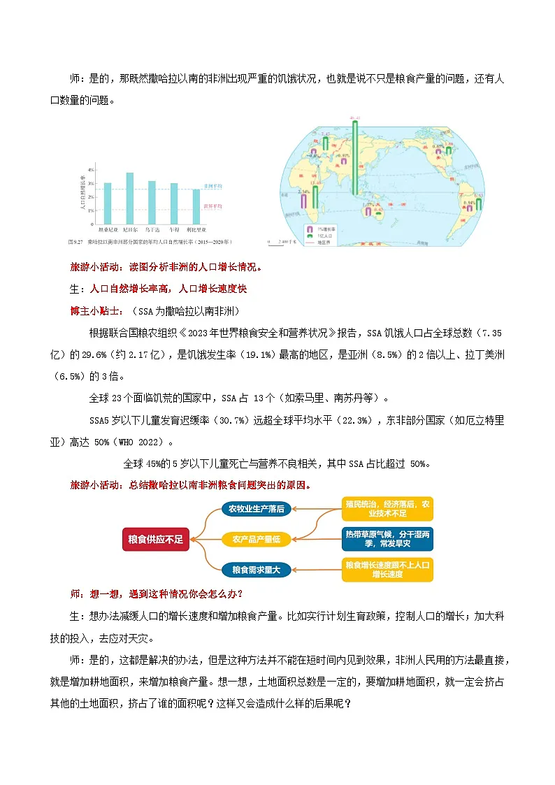 9.3.2 撒哈拉以南的非洲(第2课时 人口粮食环境与快速发展的经济)(教学设计)第3页